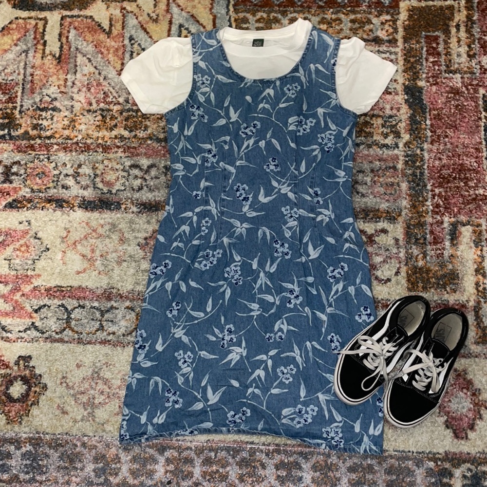 Vintage jean floral printed dress